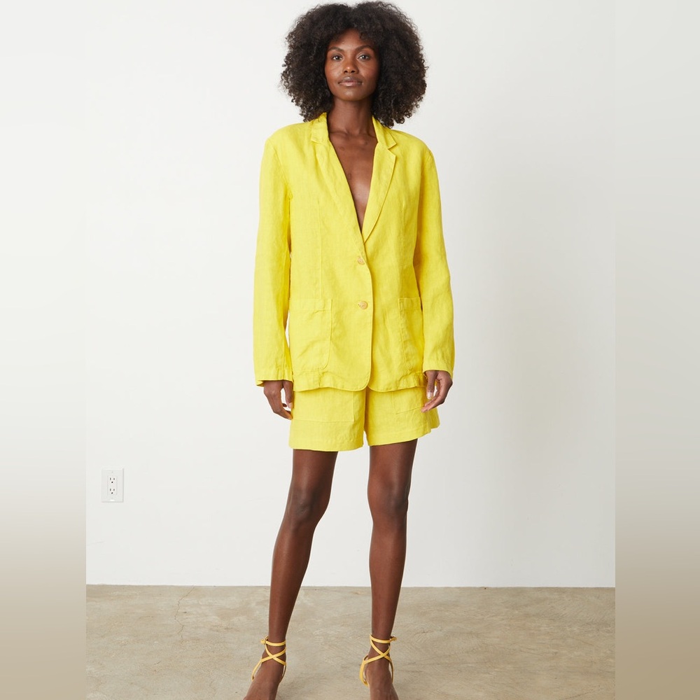 Velvet by Graham & Spencer Cassie 
linen blazer yellow XL NWT classic fun